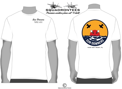 VFC-111 Sun Downers Logo Back Squadron T-Shirt - USN Licensed Product