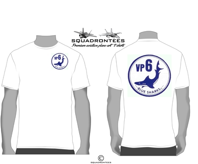 VP-6 Patron 6 Blue Sharks Logo Back Squadron T-Shirt D2 - USN Licensed Product