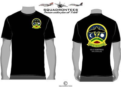 VX-5 Vampires Logo Back Squadron T-Shirt D2, USN Licensed Product