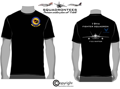 19th Fighter Squadron F-22 Squadron T-Shirt D1, USAF Licensed Product