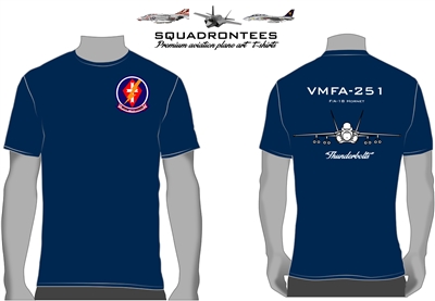 VMFA-251 Thunderbolts F/A-18 Hornet Squadron T-Shirt D3, USMC Licensed Product