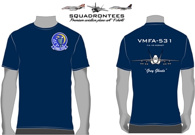 VMFA-531 Grey Ghosts Squadron T-Shirt D2, USMC Licensed Product