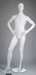 Male Mannequins: White, Hands on Hips, Leg Forward, Sculpted Head