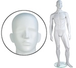 Male Mannequins: Arms by Side, Legs Forward, Abstract Head