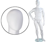 Male Mannequins: Right Hand on Hip, Leg Forward, Oval Head