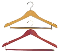 17 in. Wooden Wishbone Hangers - Chrome Hooks Wood Bar