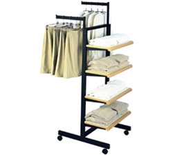 4 Shelf 2 Arm Rect Tubing Clothes Racks - Black