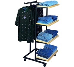 4 Shelf T-Stand Sq Tubing Clothes Racks