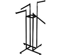 Black Rect Tubing 2 Straight 2 Slant Arm 4-Way Clothing Racks