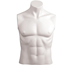 Male Mannequin Bust: Headless, Size 40, White