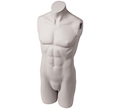 Male Mannequin Headless 3/4 Torso Form, White