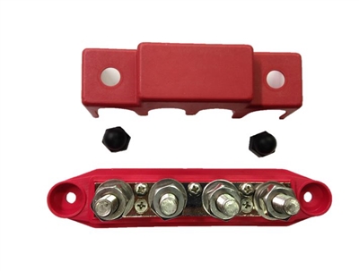 Heavy duty 7 point busbar. Red.