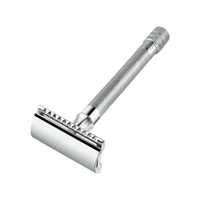 Merkur Double Edge Safety Razor, Straight Cut, Extra Long Handle, Chrome