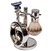 4 Piece  Silver Plated Shave Set