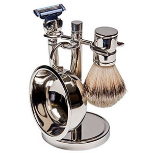 4 Piece  Silver Plated Shave Set