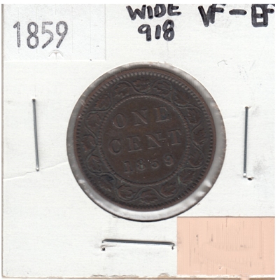 1859 Wide 9/8 Canada 1-cent VF-EF (VF-30) $