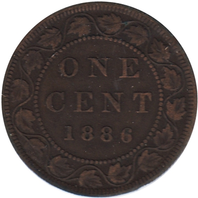 1886 Obv. 2 Canada 1-cent F-VF (F-15)