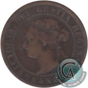 1891 SDLL Obv. 2 Canada 1-cent Very Good (VG-8) $