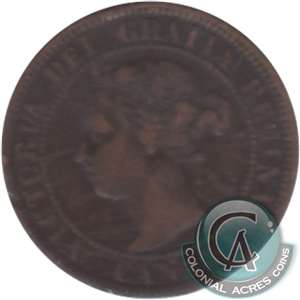 1891 SDLL Obv. 3 Canada 1-cent VG-F (VG-10) $
