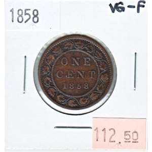 1858 Canada 1-cent VG-F (VG-10) $
