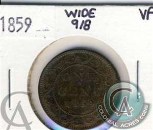 1859 Wide 9/8 Canada 1-cent Very Fine (VF-20) $