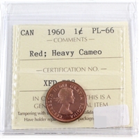 1960 Canada 1-cent ICCS Certified PL-66 Red; Heavy Cameo