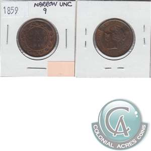 1859 Narrow 9 Canada 1-cent Uncirculated (MS-60) $