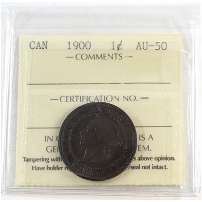 1900 Canada 1-cent ICCS Certified AU-50
