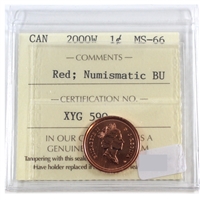 2000W Canada 1-cent ICCS Certified MS-66 NBU