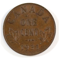 1931 Canada 1-cent Almost Uncirculated (AU-50)
