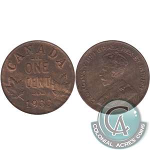 1933 Canada 1-cent AU-UNC (AU-55)