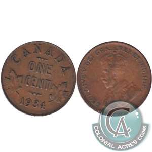 1934 Canada 1-cent EF-AU (EF-45)