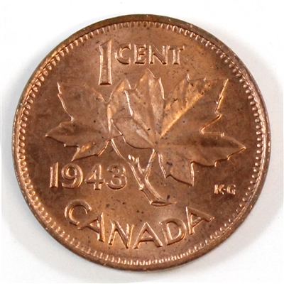 1943 Canada 1-cent Choice Brilliant Uncirculated (MS-64)