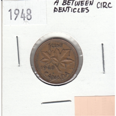 1948 A Between Denticles Canada 1-cent Circulated