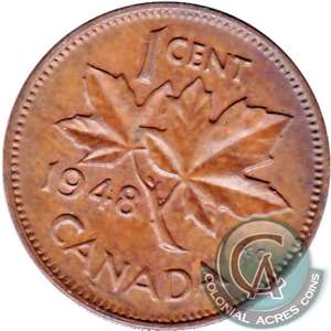 1948 A Between Denticles Canada 1-cent VF-EF (VF-30)