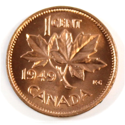 1949 A Between Denticles Canada 1-cent Brilliant Uncirculated (MS-63)