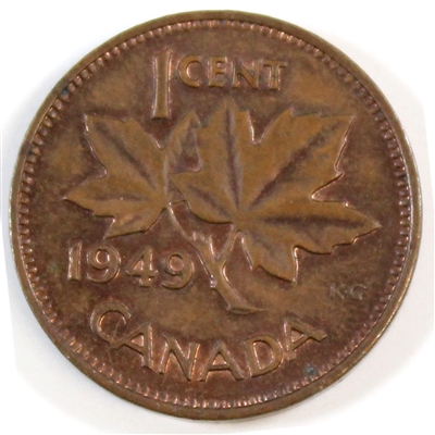1949 A Between Denticles Canada 1-cent EF-AU (EF-45)