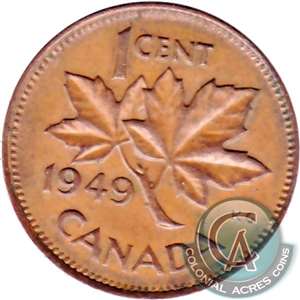 1949 A Between Denticles Canada 1-cent Extra Fine (EF-40)