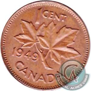 1949 A Between Denticles Canada 1-cent UNC+ (MS-62)