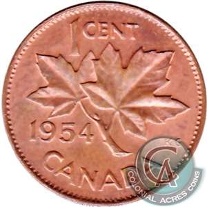 1954 Canada 1-cent Almost Uncirculated (AU-50)