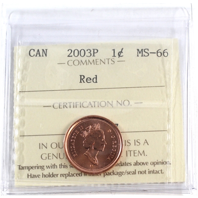2003P Old Effigy Canada 1-cent ICCS Certified MS-66 Red