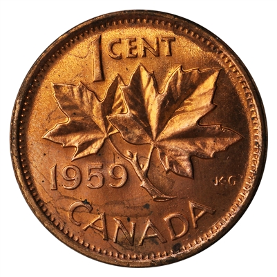 1959 Hanging 9 Canada 1-cent Brilliant Uncirculated (MS-63)