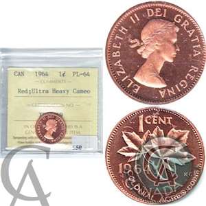 1964 Canada 1-cent ICCS Certified PL-64 Red; Ultra Heavy Cameo