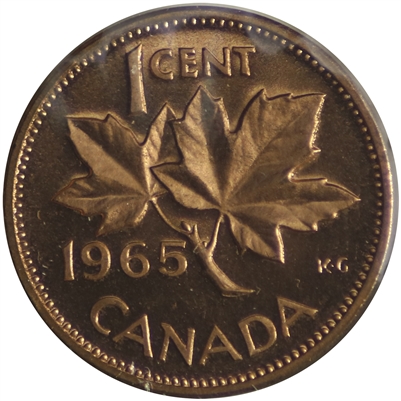 1965 Var. 2 Canada 1-cent Proof Like (SB, B5)