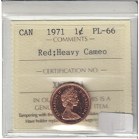 1971 Canada 1-cent ICCS Certified PL-66 Red; Heavy Cameo