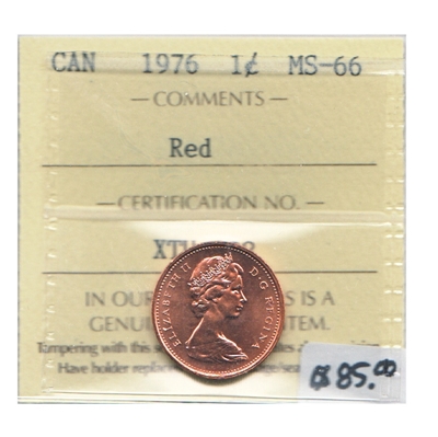1976 Canada 1-cent ICCS Certified MS-66 Red