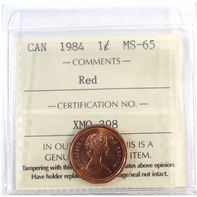 1984 Canada 1-cent ICCS Certified MS-65 Red