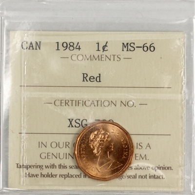 1984 Canada 1-cent ICCS Certified MS-66 Red