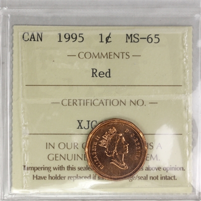 1995 Canada 1-cent ICCS Certified MS-65 Red