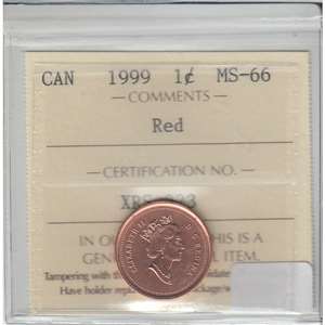 1999 Canada 1-cent ICCS Certified MS-66 Red